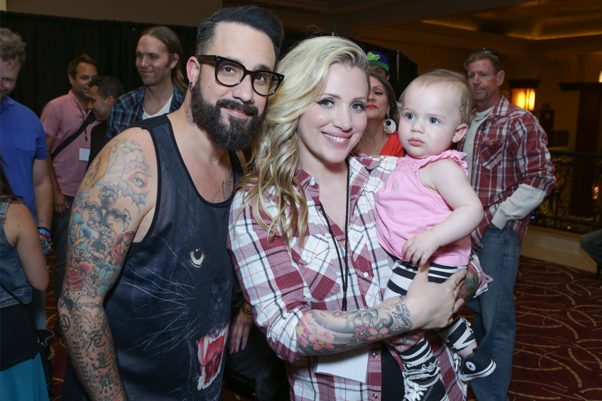 AJ McLean reveals heavily tattooed body in vest top at Disneyland with  his family  Daily Mail Online