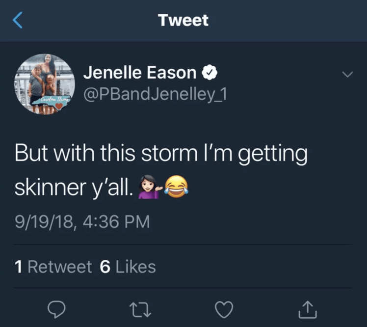 jenelle evans says hurricane florence is making her skinnier