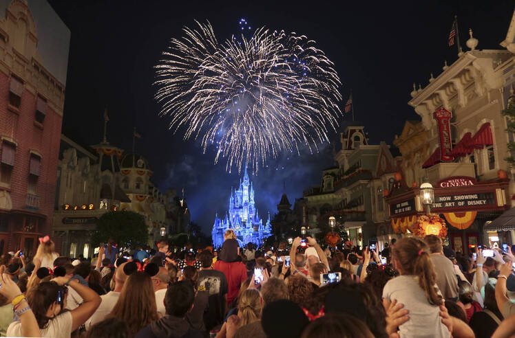 Fireworks exploding at Disney World