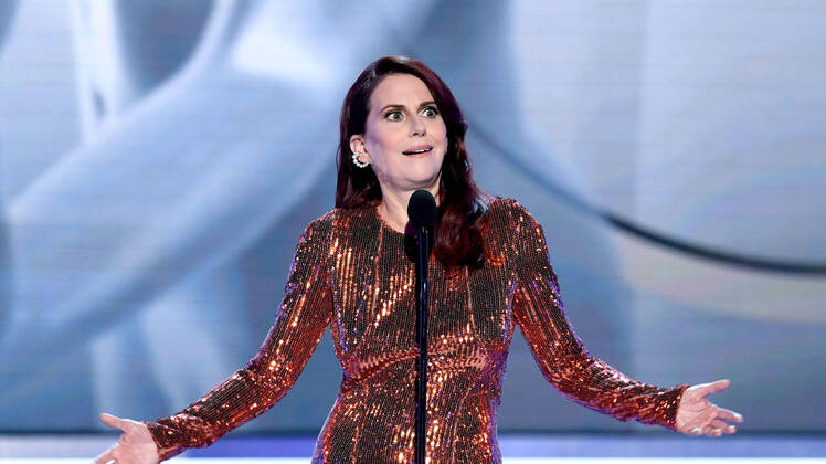Megan Mullally wearing a sequin dress at the SAG Awards