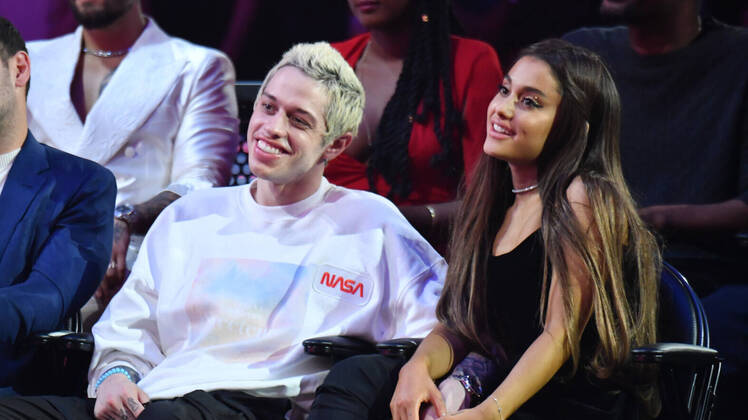 Ariana Grande wearing black with Pete Da
