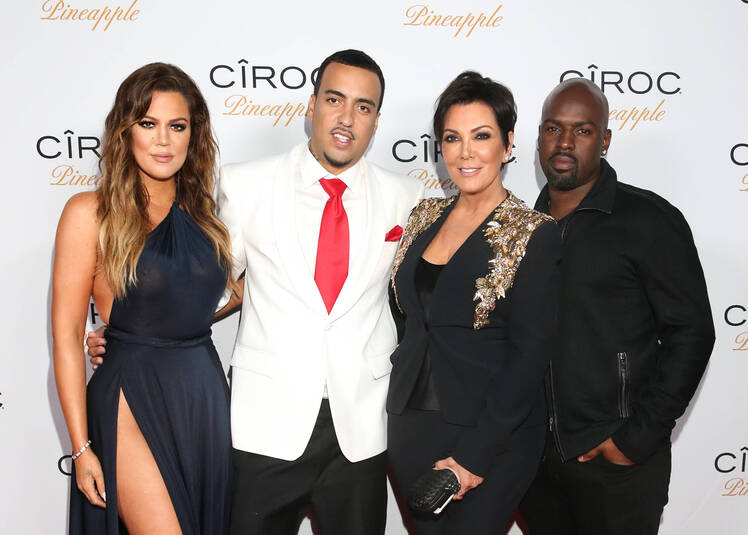 Khloe Kardashian French Montana Kris Jenner and Corey Gamble at an event