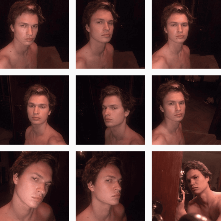 Ansel Elgort Insta Feed Shirtless Selfies