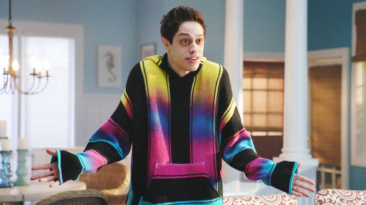 Pete Davidson Wearing a rainbow Sweatshirt