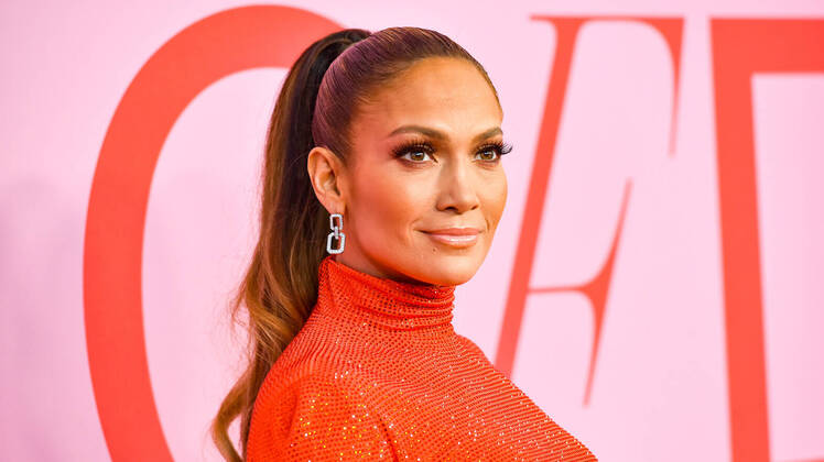 Jennifer Lopez Wearing a Red Dress