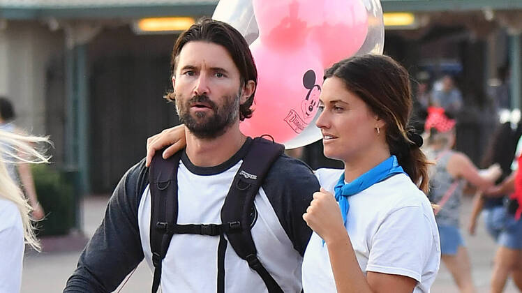 Brandon Jenner Wearing a Long Sleeve Shirth With His New Girlfriend at Disneyland