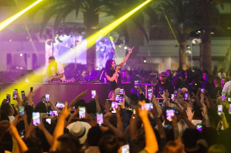 Cardi B performing onstage in Las Vegas