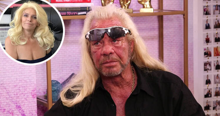 Bubble of Beth Chapman Smiling in Off the Shoulder Shirt Over Photo of Duane Dog Chapman Looking to the Side