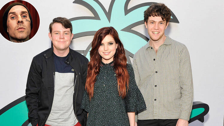 Travis-Barker-and-Graham-Sierota,-Sydney-Sierota-and-Noah-Sierota-of-Echosmith