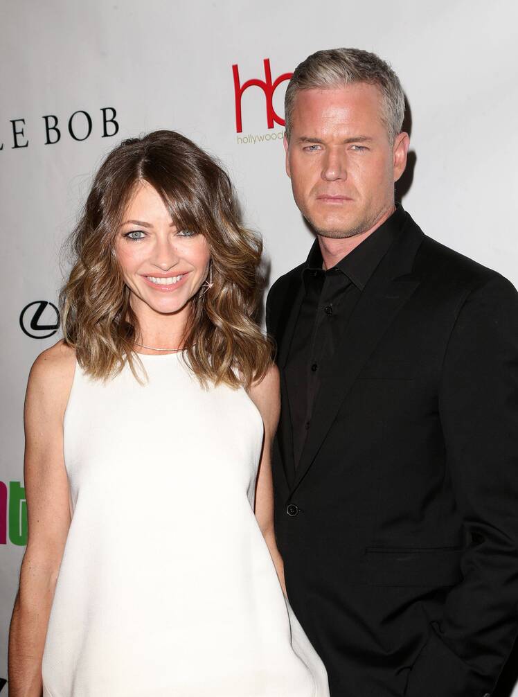 Rebecca Gayheart Wearing a White Dress With Eric Dane in a Black Suit