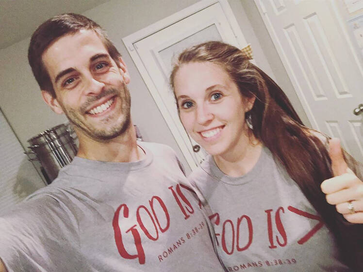 Derick Dillard and Jill Duggar Pose Smiling for Selfie In Matching Christian Shirts