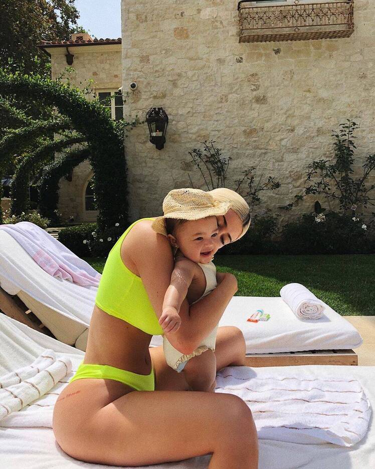 Kylie Jenner Neon Bikini With Stormi Webster