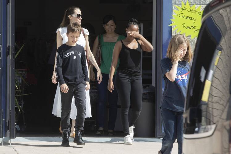 Angelina Jolie With Her Kids in Spain
