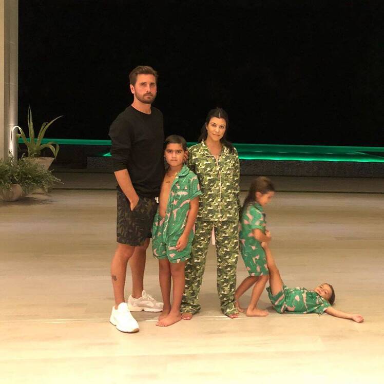 Kourtney Kardashian Wearing Pajamas With Scott Disick and Their Kids