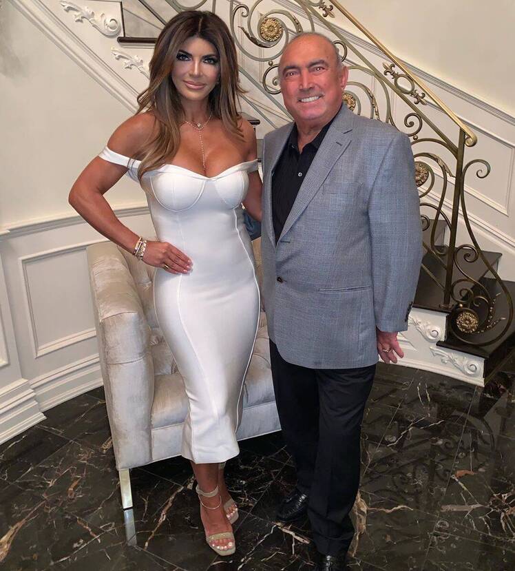 Teresa Giudice Wearing a White Dress With Her Dad