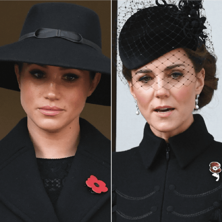 meghan markle, kate middleton, prince harry, prince william attend remembrance sunday service together