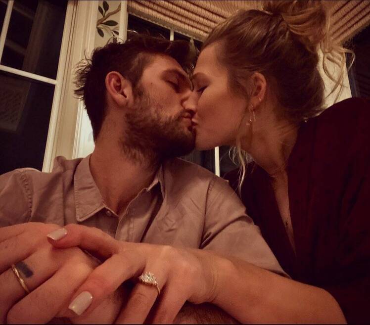 Alex and Toni Garrn Kissing With Her New Engagement Ring