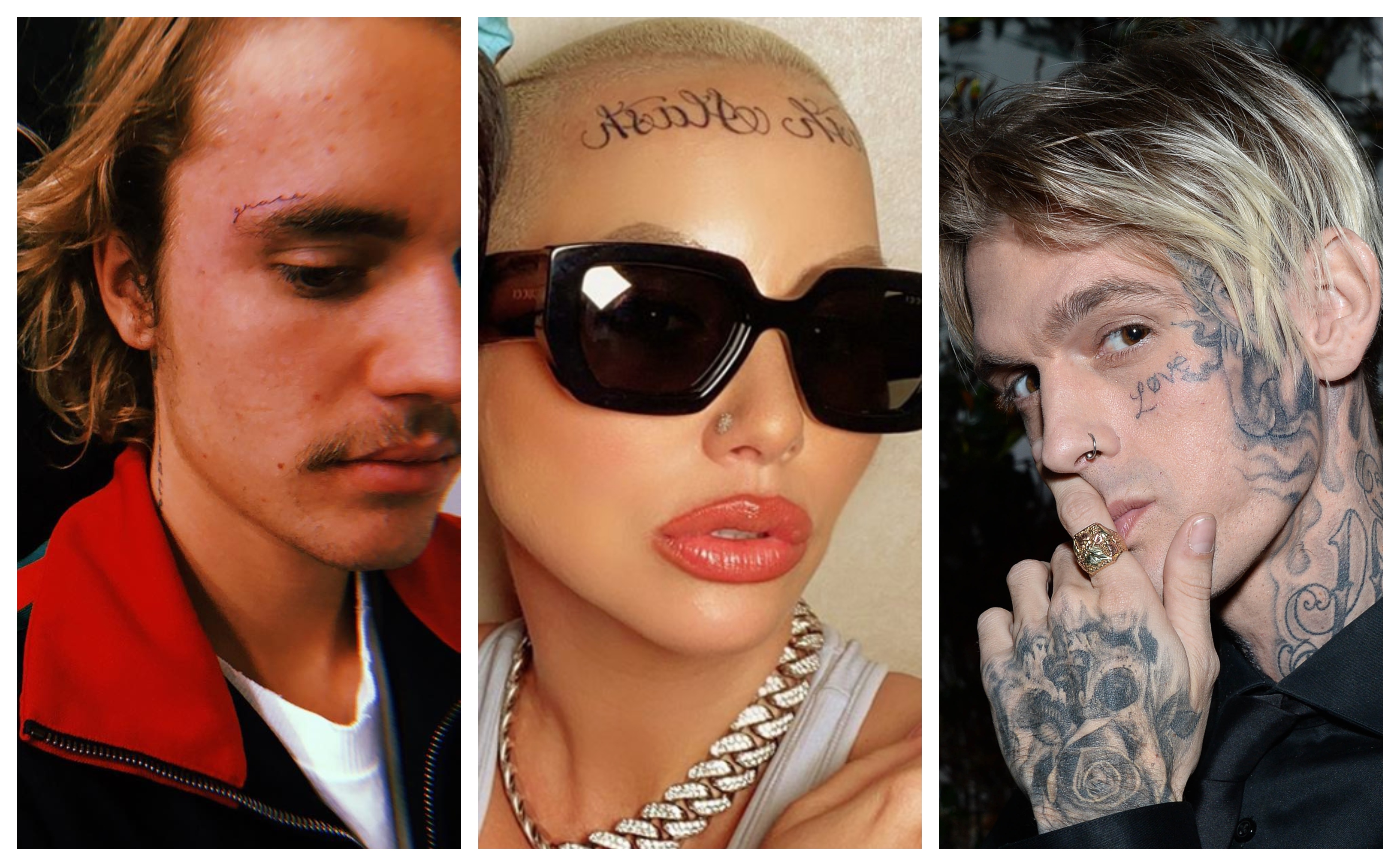Celebrity Face Tattoos Amber Rose Justin Bieber Post Malone