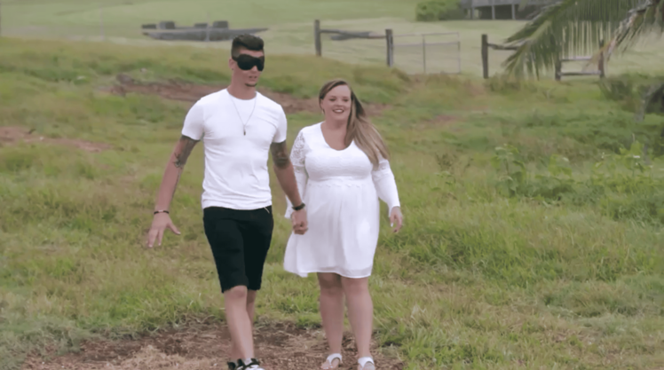 Catelynn Lowell Leads Blindfolded Tyler Baltierra by the Hand