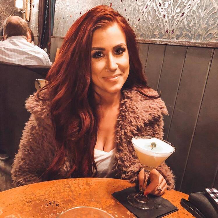 Chelsea Houska Drinking a Cocktail