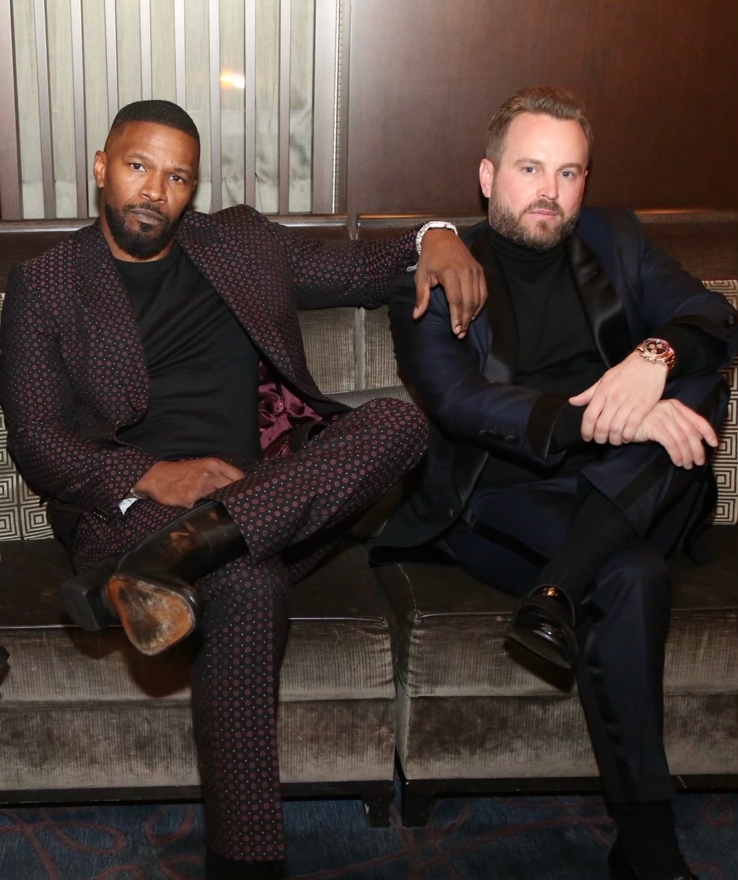 Jamie Foxx Gases Up His Rolls Royce wearing Louis Vuitton Plaid