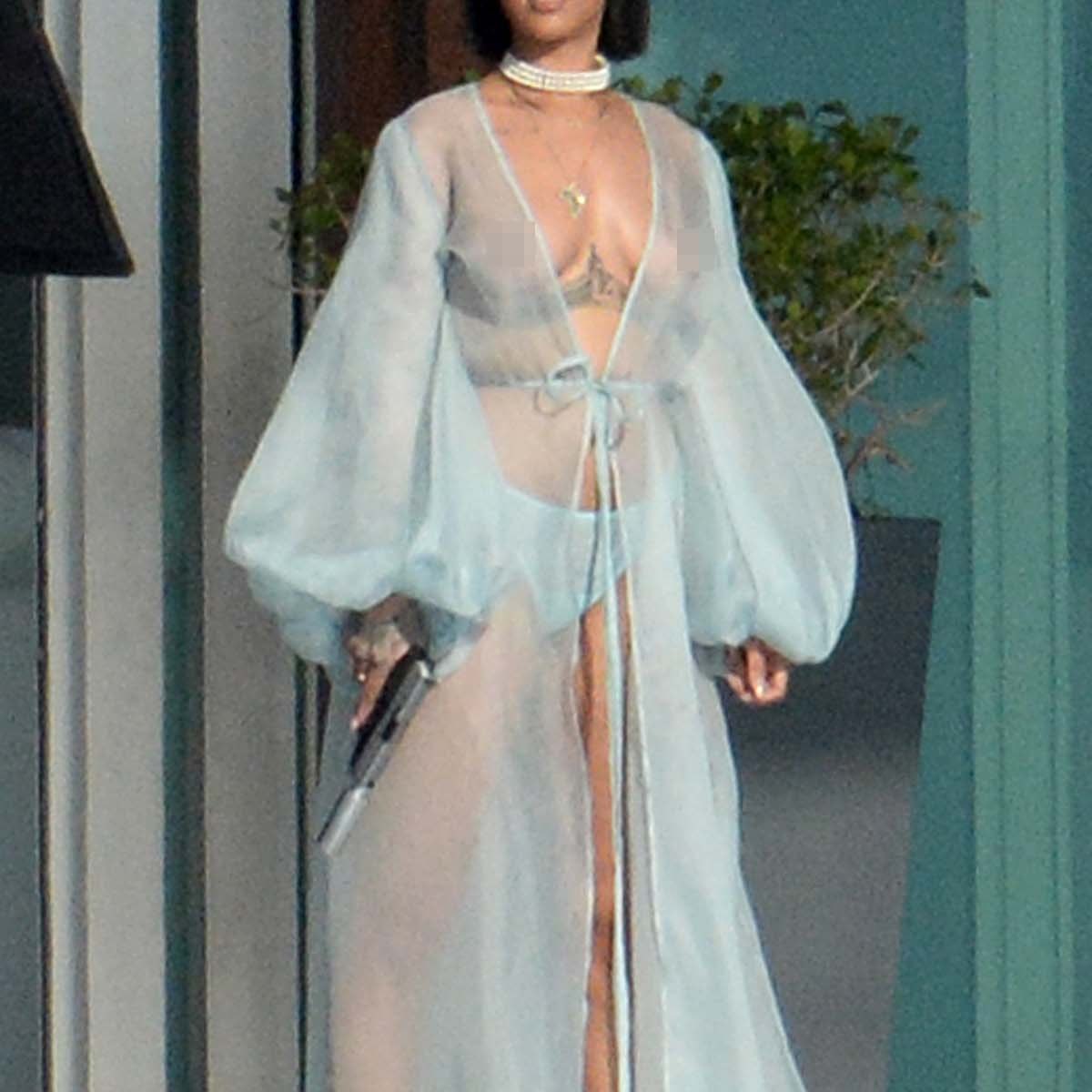 Rihanna Wears See Through Blouse - And No Bra