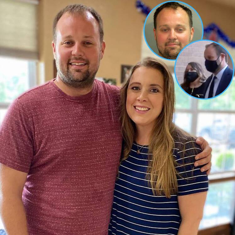 Josh Duggar and Anna Duggar hold hands as they enter courthouse.