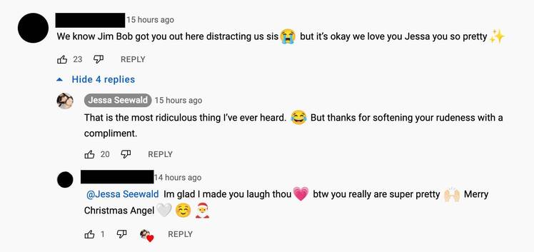 Jessa Duggar's response to YouTube comment