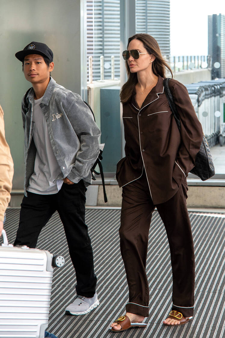 Angelina Jolie, Son Pax Depart From Heathrow Airport: Photos