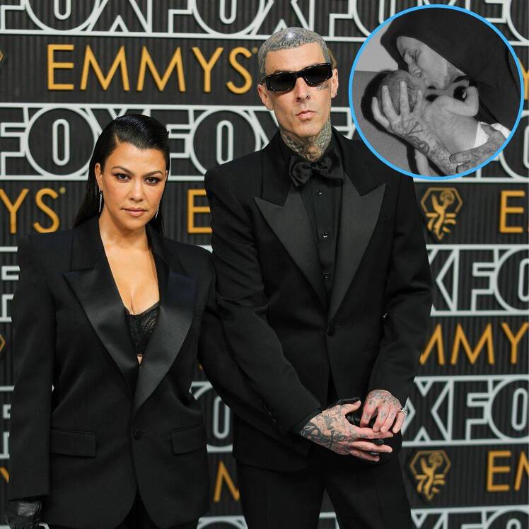 Kourtney Kardashian and Travis Barker, baby Rocky