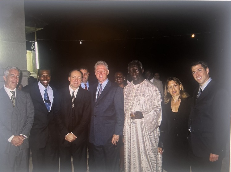 In a photo published for the first time, Wasserman (far right) poses in a line alongside former President Bill Clinton, Kevin Spacey and Jeffrey Epstein (far left).